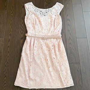 WHBM belted pink lace dress